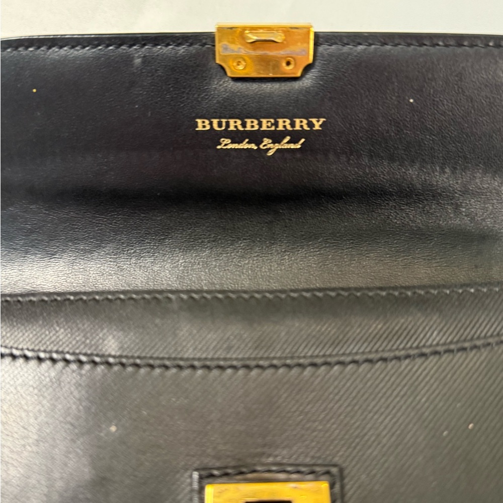 Burberry Vintage Black Leather Long Wallet w/ Gold Turn Lock - Picture 6 of 6